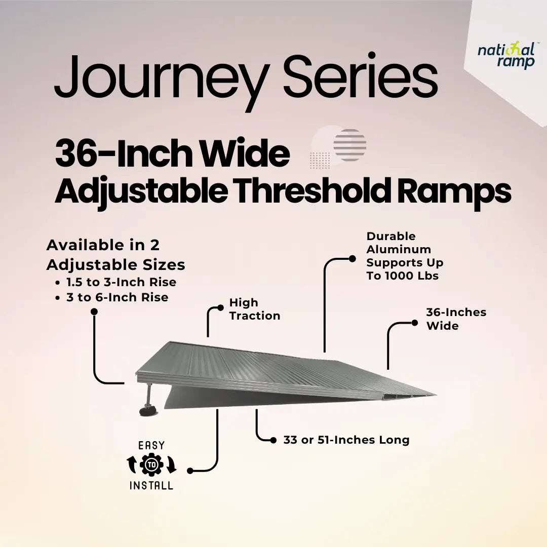 Journey Series Aluminum Access Ramps Adjustable 36" Wide National Ramp