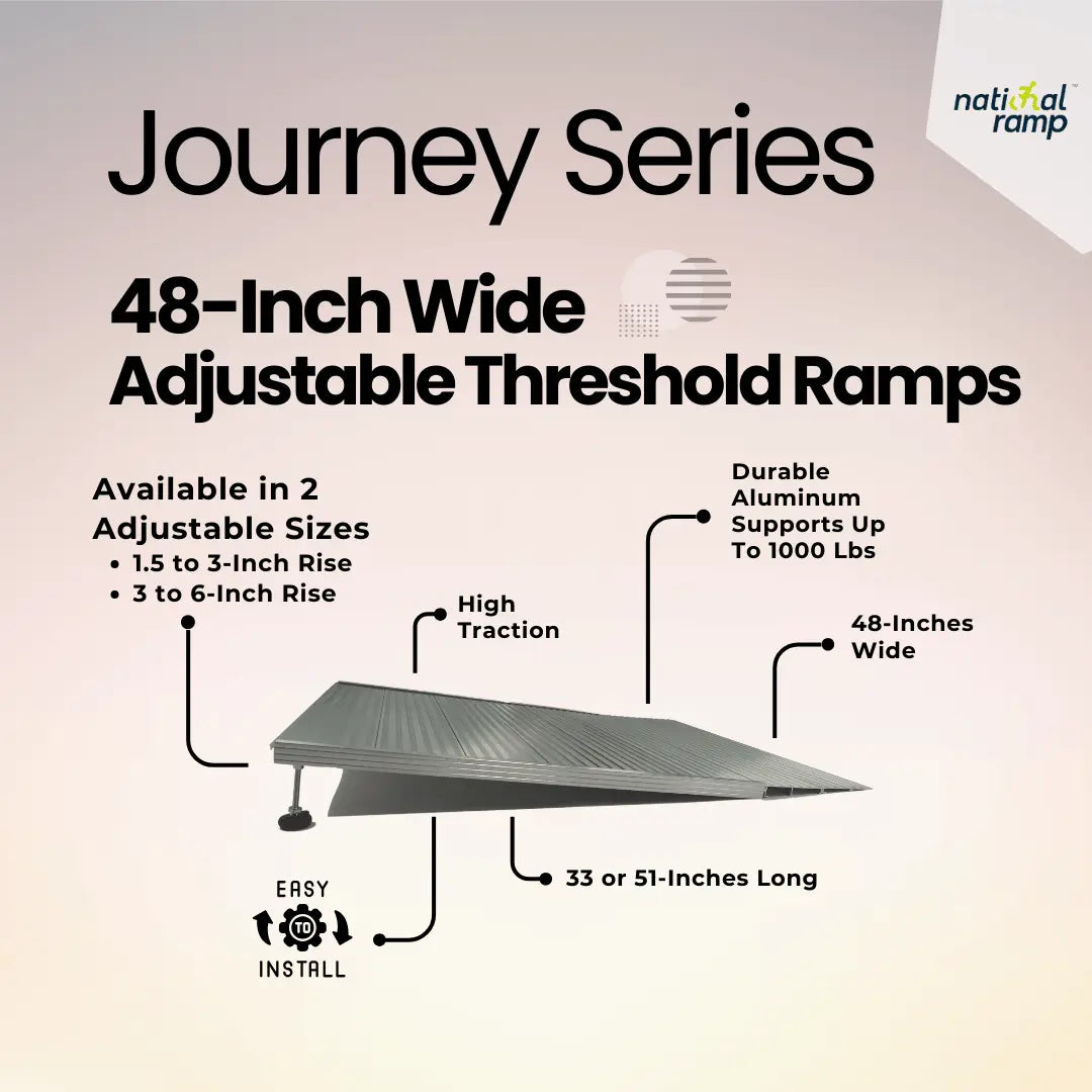 Journey Series Aluminum Access Ramps Adjustable 48" Wide National Ramp